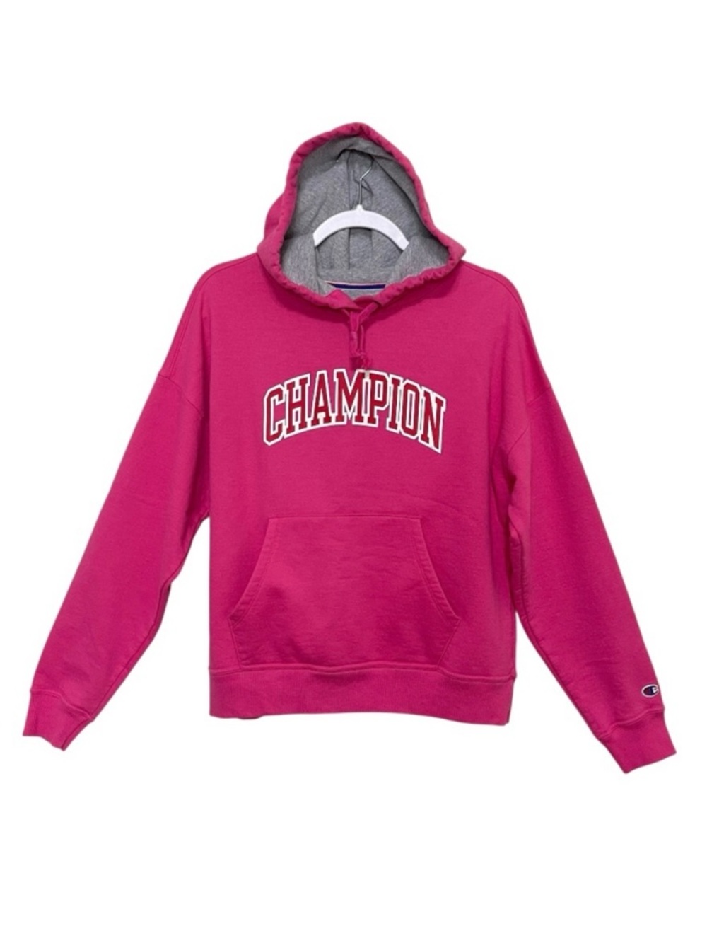 Champion Spellout Logo Sweatshirt Hoodie Comfy Cozy Sporty Barbie Pink Size M